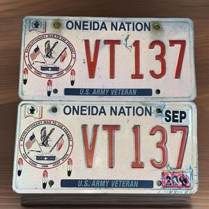 Oneida Nation US Army Veteran Wisconsin Indian Tribe Tribal License Plate Set